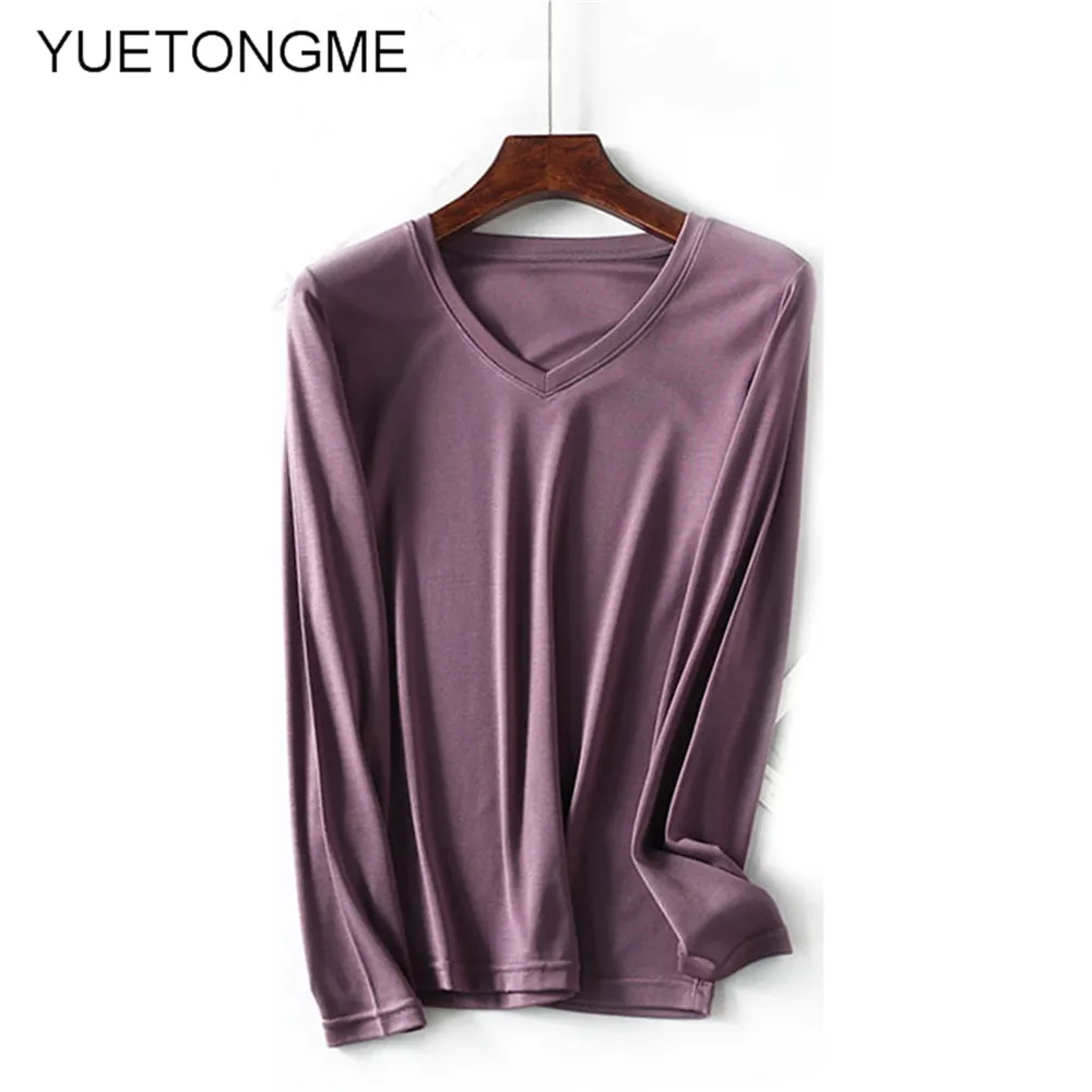 Рубашка женская 2020 Женская Однотонная футболка из модала Повседневный Топ с