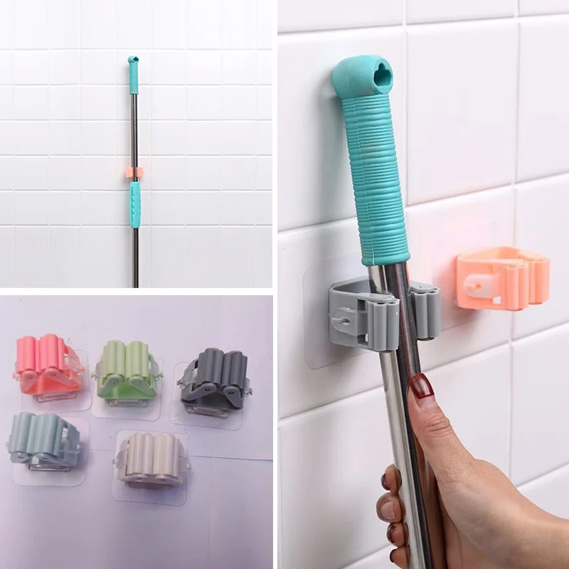 

Настенный держатель для швабры, 1 шт., держатель для метлы, бытовая клейкая вешалка для хранения метлы, органайзер для швабры, кухни, ванной к...