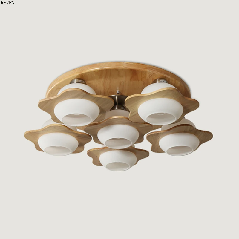 

Nordic Led wooden star style ceiling lamp living room Led ceiling lighting restaurant bedroom study ceiling lamp