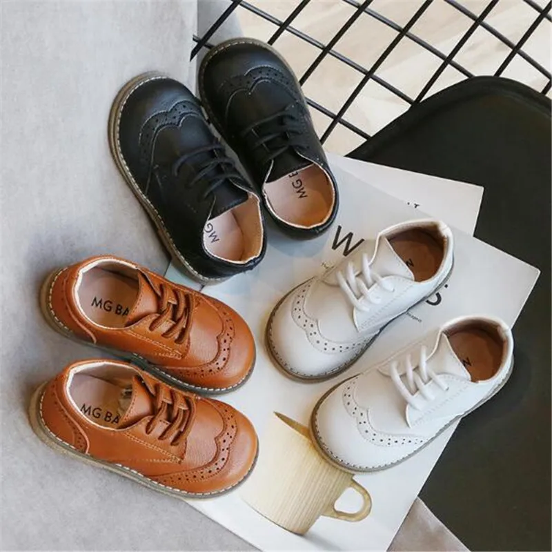 Туфли детские кожаные дышащие классические для школы и выступлений плоская