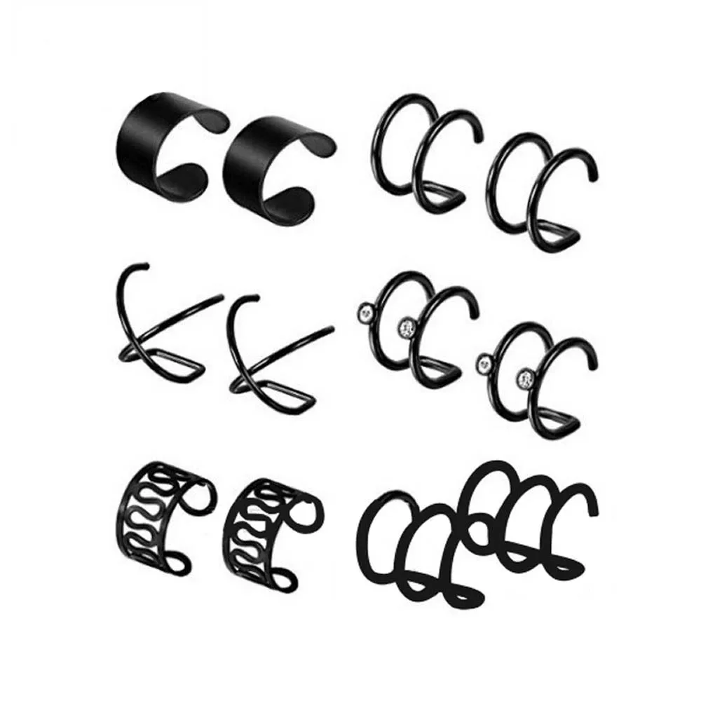 Модные 12 шт./компл. ухо манжеты 4 цвета кафф на клип серьги для женщин Earcuff без