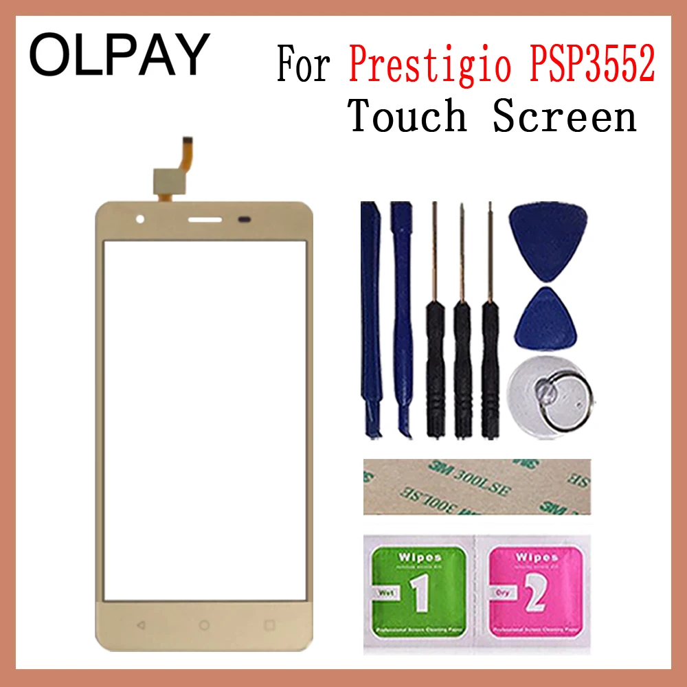 Gold With Tools OLPAY 5,5 '' мобильный телефон сенсорный экран для Prestigio Muze H3 psp 3552 psp 3552 DUO Переднее стекло сенсорный экран сенсорная панель - Цвет: Gold With Tools