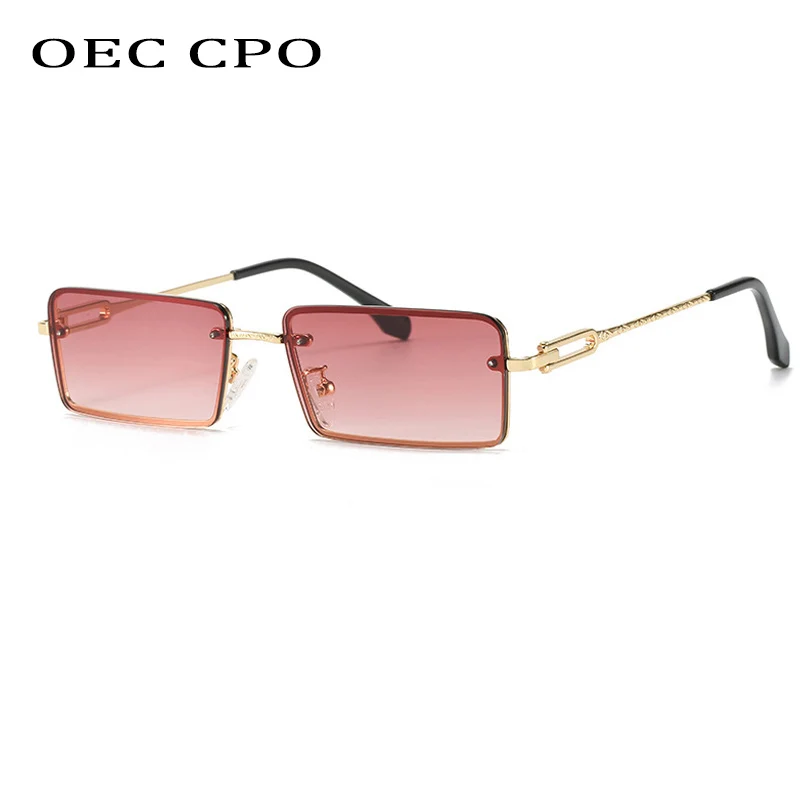 

OEC CPO Fashion Rectangle Sunglasses Women Trendy Rimless Small Square Sun glasses For Women UV400 Shades for Men Eyewear O767