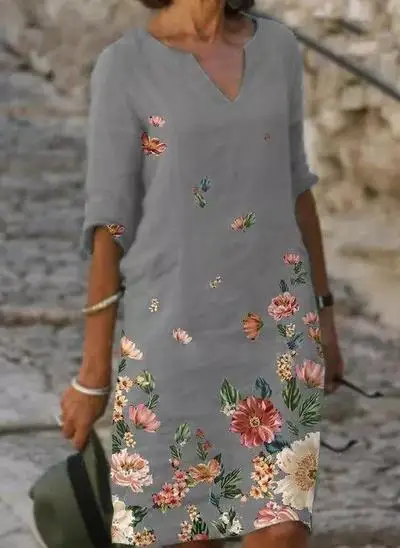 Белое женское платье с цветочным принтом Vestidos повседневные элегантные платья Para