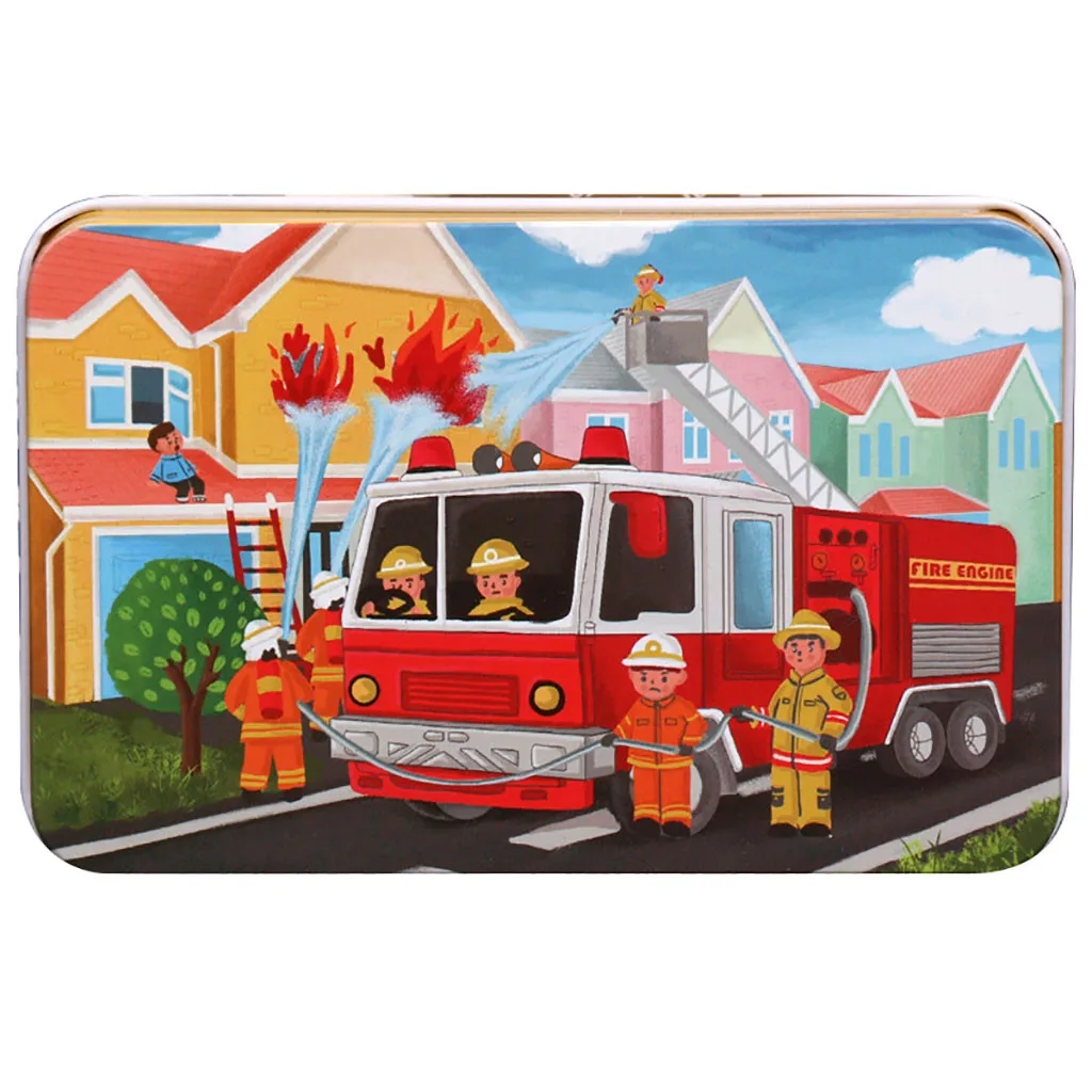 

60 Piece Cartoon Fireman Jigsaw Fire Engine Puzzle Self-assembling Puzzles For Adults Kids Gift Educational Toy Montessori Rompe