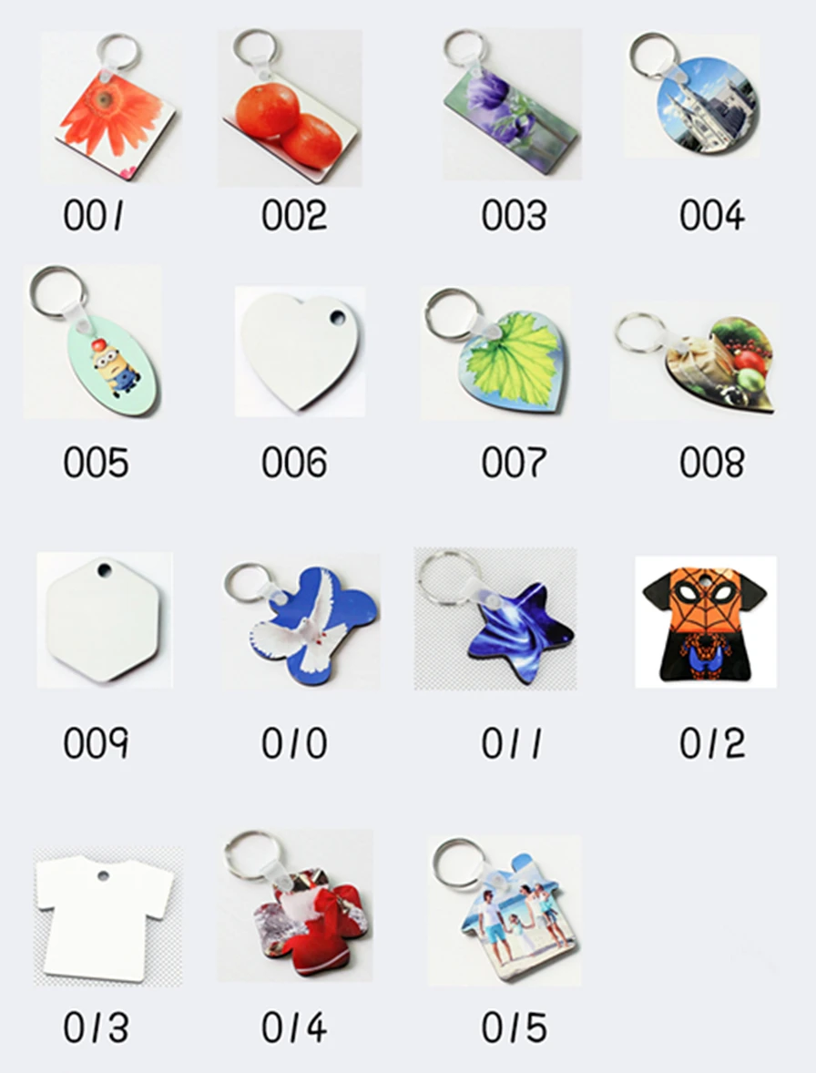 

50pcs/lots Blank Sublimation MDF Key Rings Tags Keychain DIY Gift Printing Sublimation Ink Transfer Two Sides