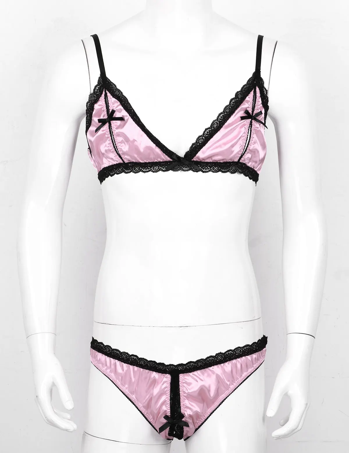 Мужское шелковое атласное кружевное нижнее белье комплект нижнего белья