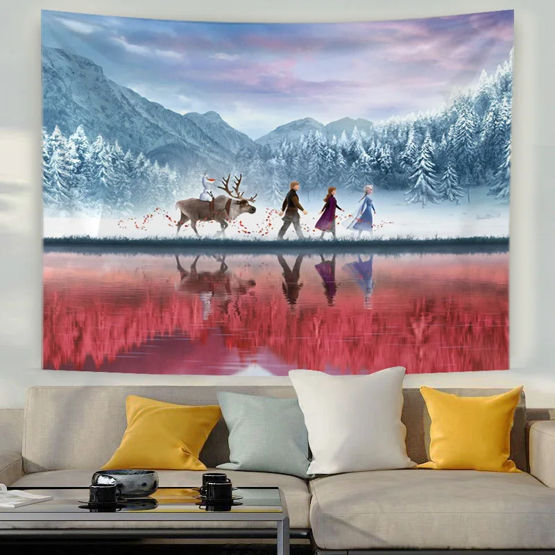 

Гобелен «Холодное сердце» Disney, украшение для спальни, милая женщина, девочка, настенный розовый гобелен, комнатное украшение, домашнее укра...