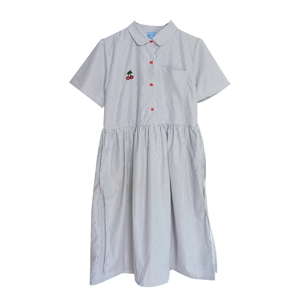 Женское клетчатое свободное платье в полоску летнее Хлопковое до середины икры с