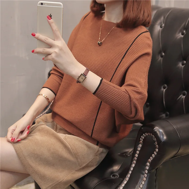 Loose Autumn Knit Black Pullover Sweater Women Fashion New Arrival Knitwear Ladies Tops Jumper Female Pullovers Top | Женская одежда