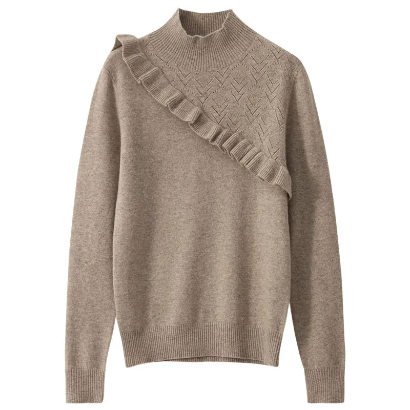 

New Arrival Autumn Winter Half High Neck Women Pullover Fashion Cashmere Computer Knitted Turtleneck Casual Sweater Size M L XL