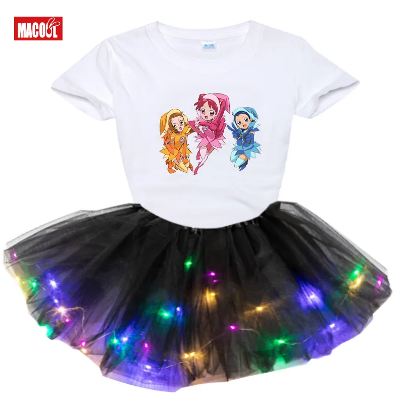 

girls T Shirt +Tutu Dress girls night dress sets Baby 2pcs Sets Toddler Kids Little Girl Light LED Party Dress Summer Children