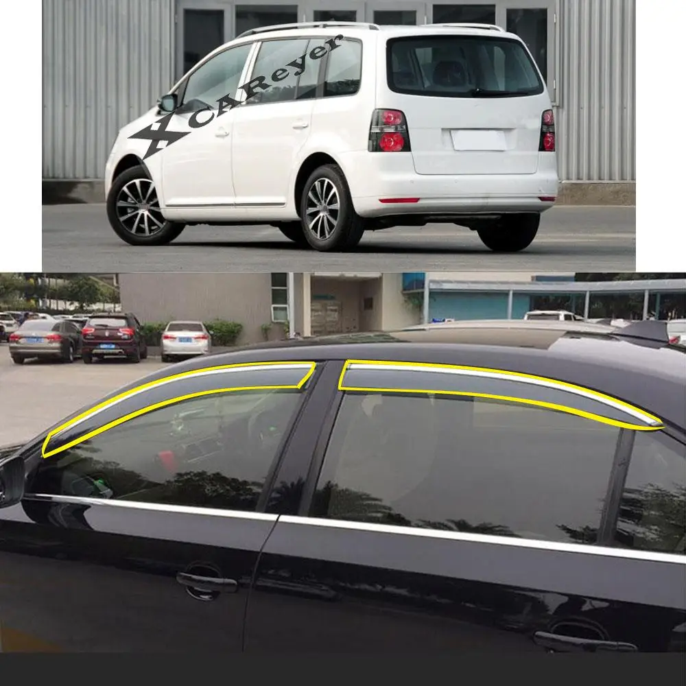 

Car Sticker Plastic Window Glass Wind Visor Rain/Sun Smoke Guard Vent Protector For VW Volkswagen Touran 2004-2015