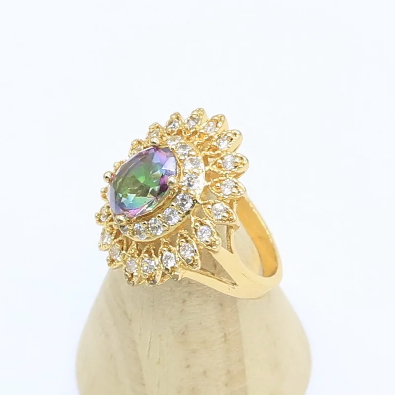 Разноцветные серьги подвески в форме цветка с кристаллами золотого