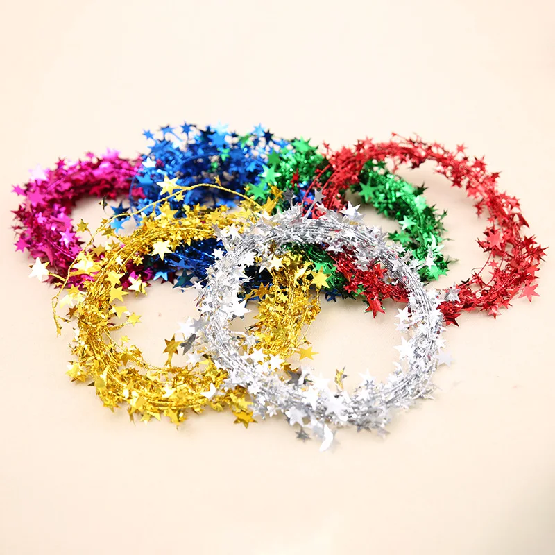 

2pcs 7.5M Colorful Garland Ornament Star Wire Bar Christmas Tree Decorations DIY Wedding Birthday Decorations Party Supplies