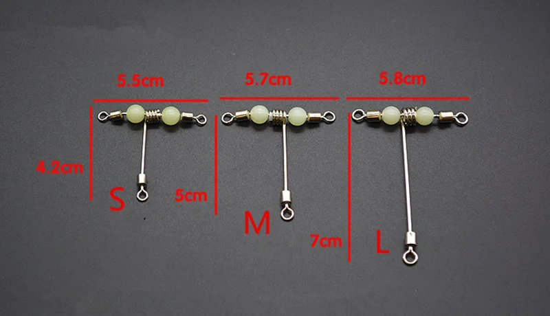 5 шт. тройной светящийся Т-образный перекрестный вертлюг с жемчужными бусинами