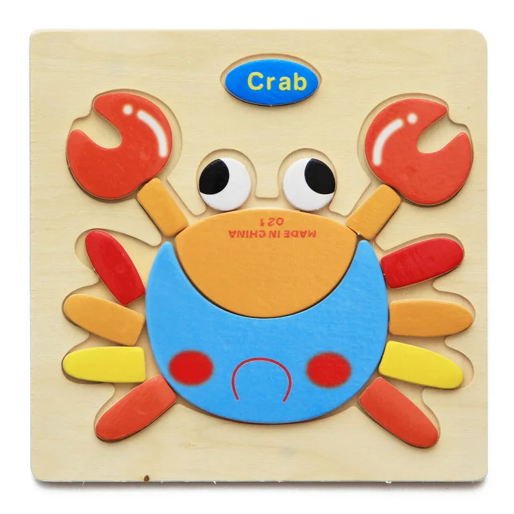 Деревянные 3D пазлы-головоломки 27 видов для детей, обучающие игрушки с мультяшными животными и фруктами, развивающие интеллект.