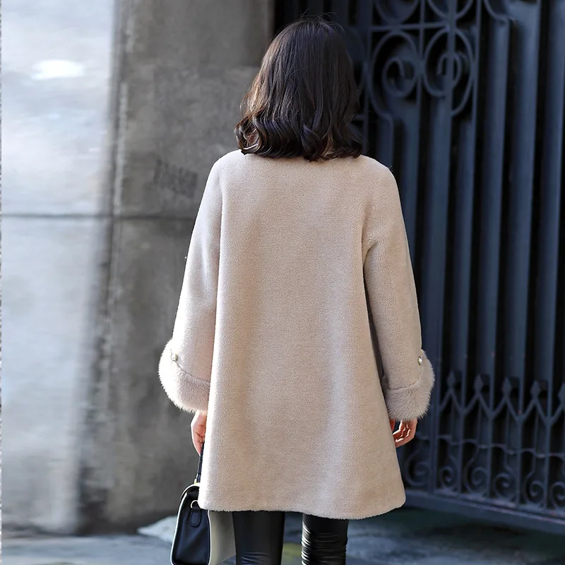 Женская Шуба из натурального меха зимняя шуба овечьей шерсти шубы для женщин с