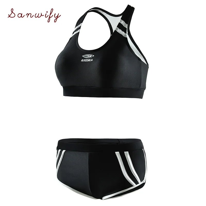 

Swimsuit Sports Bikini Set Soft Pad Swimwear Sport Bathing Suit Black Two Piece Swimwear For Women