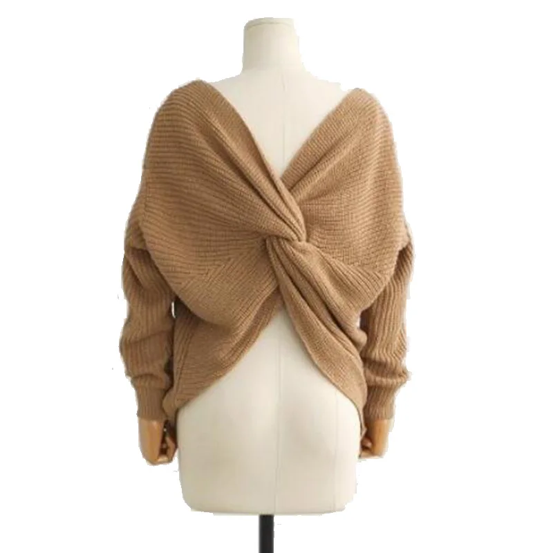 6 цветов V образным вырезом свитер с крученой спинкой Для женщин Джемперы Осенние