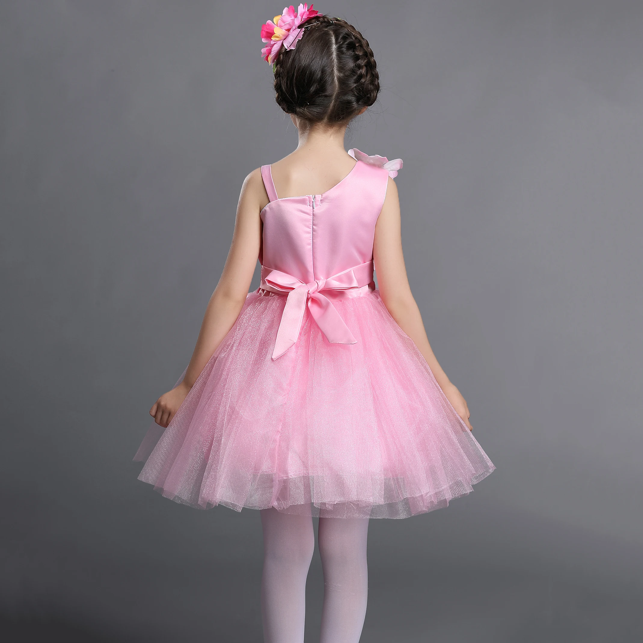 Детское рождественское платье для девочек с асимметричным вырезом и большим