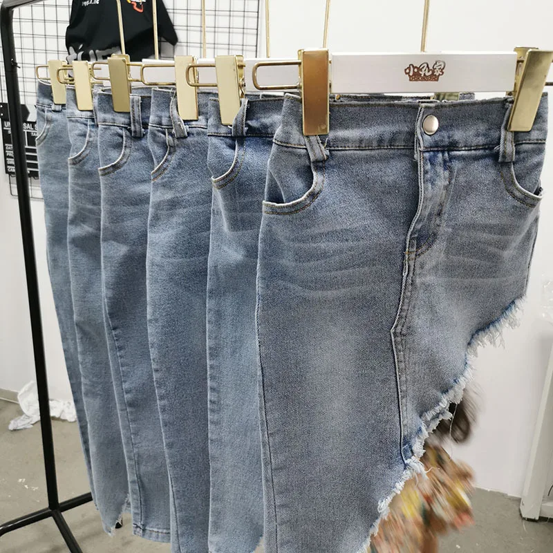 blue jeans skirt baby girls toddler kids clothes fashion irregular ripped mini skirts tassel distressed denim 3 to12 yrs | Детская