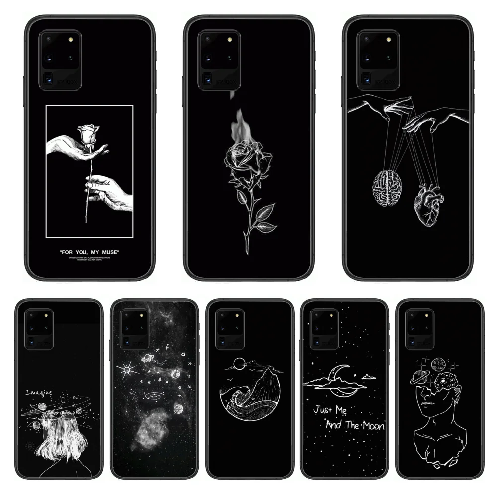 Чехол для телефона "Литература и искусство" для SamSung Galaxy S 6 7 8 9 10 20 Plus Edge E 5G Lite Ultra черный мягкий бампер.