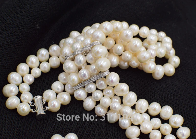 

2rows freshwater pearl near round 8-9mm +butterfly pendant necklace 24inch wholesale beads nature