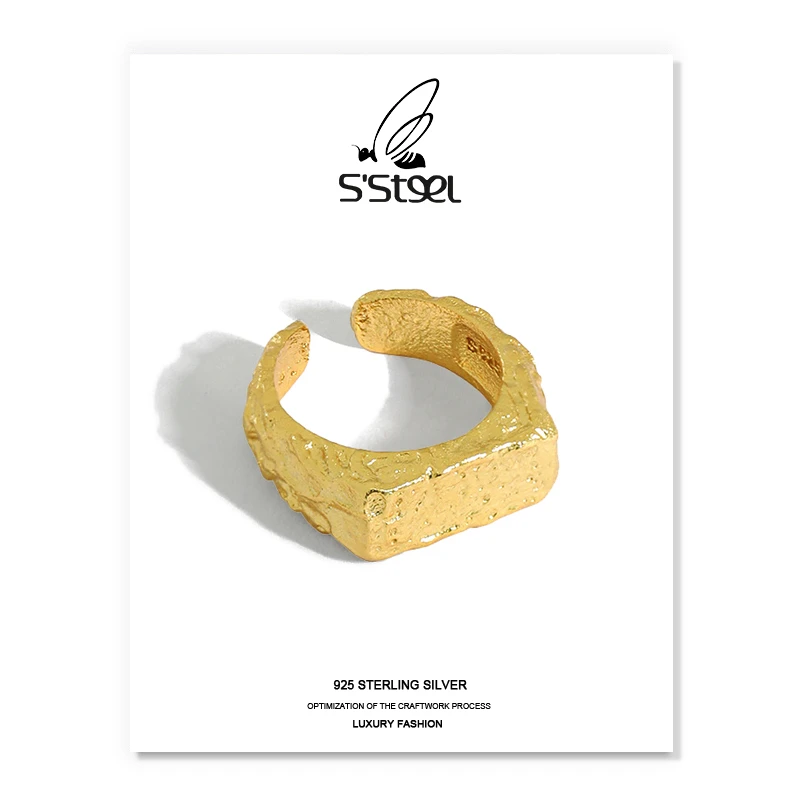 

S'STEEL Geometric Rings For Women 925 Sterling Silver Korean Designer Irregular Minimalist Gold Ring Anillos De Mujer Jewellery