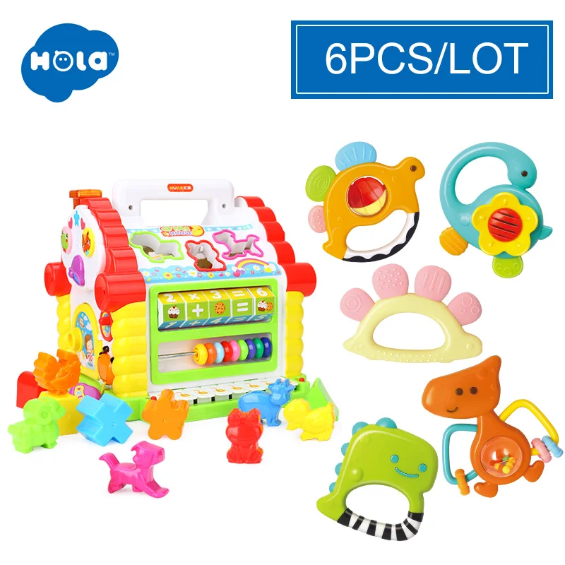 WITHOUT BOX HOLA 739, Многофункциональные Музыкальные игрушки, детский Забавный домик, музыкальные электронные геометрические блоки, сортировка, Обучающие Развивающие игрушки, подарки - Цвет: WITHOUT BOX