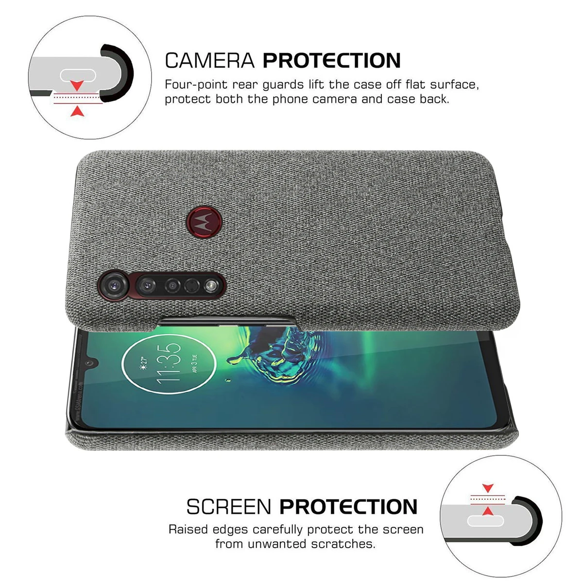 For Motorola Moto G8 Plus Case Ultra Slim Hard PC Woven Matte Fabric Anti-scratch Protector Cover |