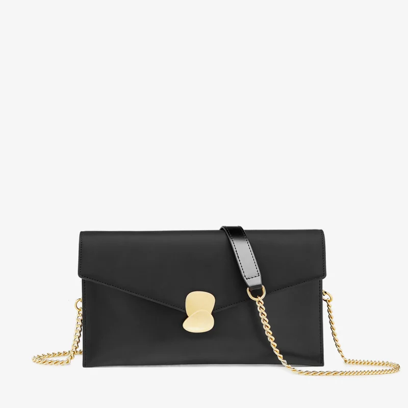 

OLN High Quality Women's Clutch Genuine Leather Female Chain Crossbody Bag Fashion Designer Lock Lady Wristlet Bags Spring 2021