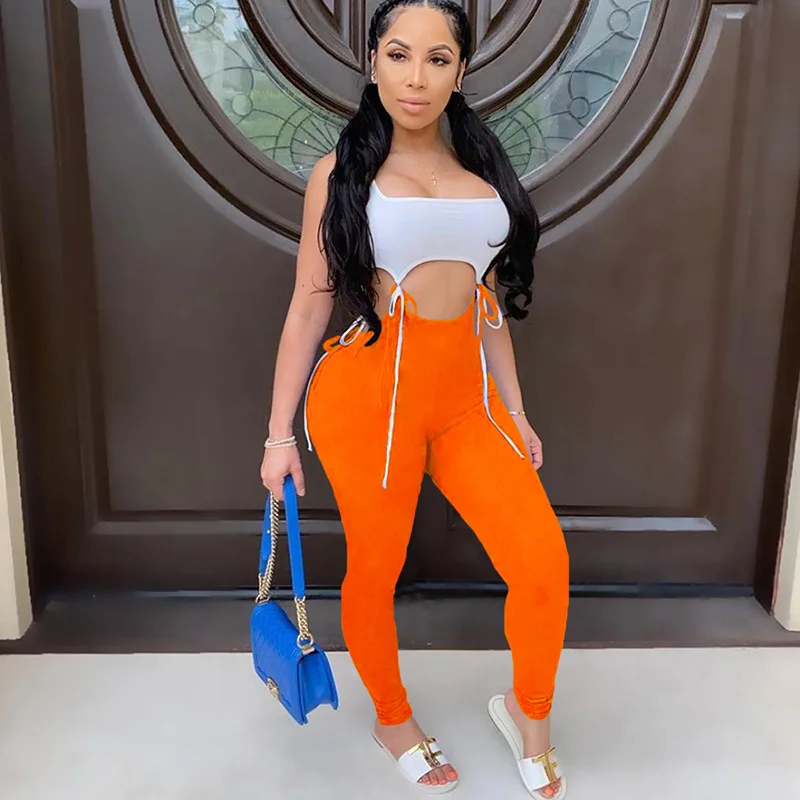 Женский комплект из двух предметов Fuedage укороченный топ на бретельках и штаны с