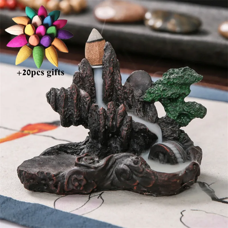 Смола обратного потока благовония горелка с Буддой дым водопад ладана держатель