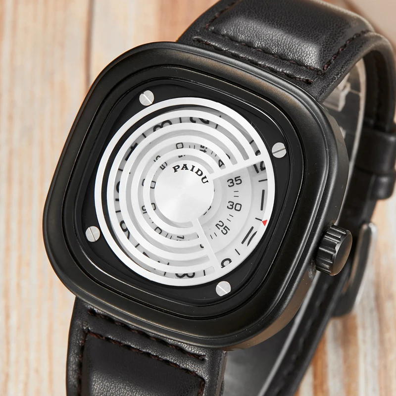 2020 ретро модные уникальные кварцевые мужские часы с кожаным ремешком армейские