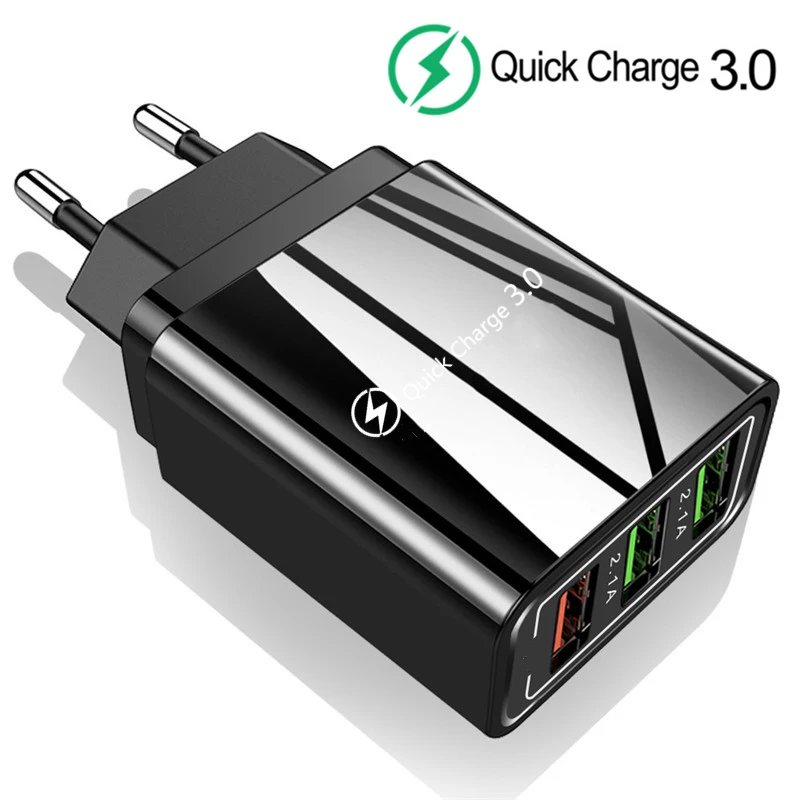 Быстрая зарядка 3,0 4,0 USB зарядное устройство для телефона универсальная Быстрая зарядка для путешествий адаптер питания переменного тока для iPhone samsung Xiaomi планшетов зарядное устройство - Тип штекера: 3U All Black