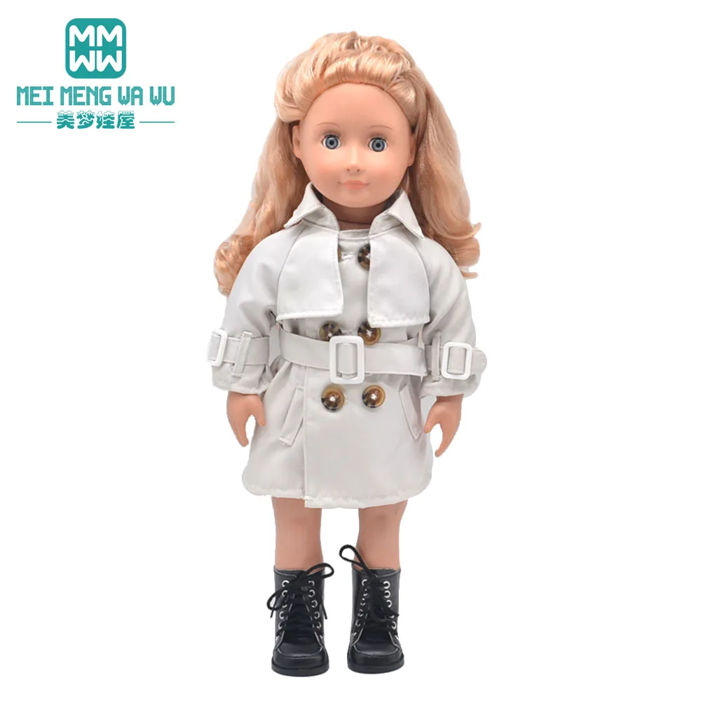 

Clothes for doll fit 45cm American doll accessories Fashion woolen coat red, brown, blue, black Girl's gift