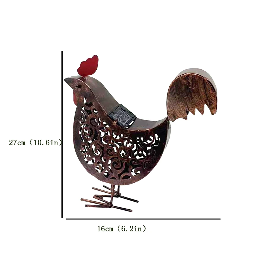 

LED Solar Chicken Statue Lamp Waterproof Hollowed Out Decking Light Outdoor Gardening Decoration Garden Courtyard Street Lamp