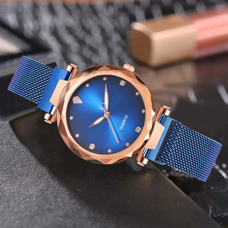 

Women Watch Luxury Diamond Magnetic Mesh Starry Sky Watch Ladies Wrist Watch Relogio Feminino