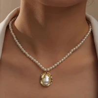 new trendy baroque natural pearl beads pendant necklace geometric irregular for women girls party wedding pendant jewelry