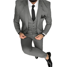 Trajes de corte entallado para hombre, esmoquin de solapa para boda, ocasión Formal (chaqueta + Pantalones + chaleco), 3 piezas (2)
