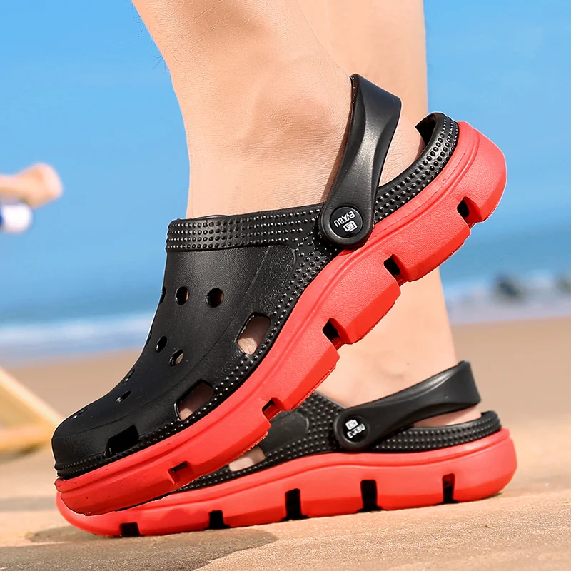 

Summer Hollow Sandals Men Soft Sole Outdoor Beach Sandals Slippers Slip-on Cheap Men Shoes Male Sandals Water Shoes