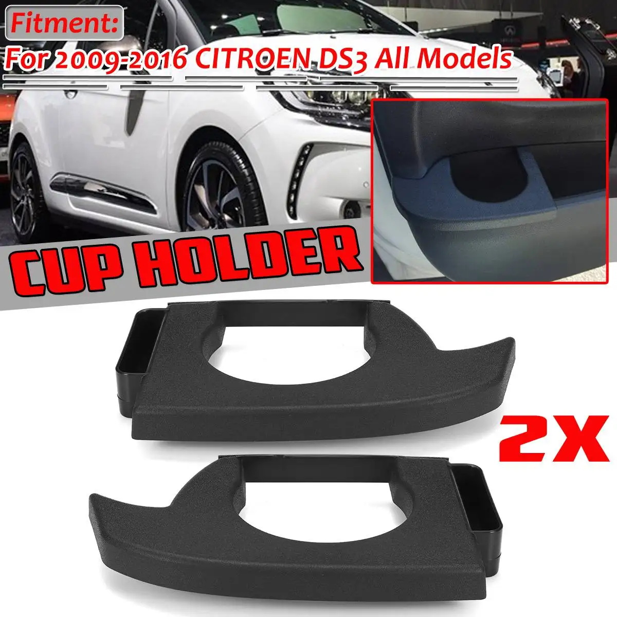 Left/Right ABS Car Side Door Cup Holder Car Cup Drink Holder Tray Storage Box Cover Trim For Citroen DS3 All Models 2009-2016