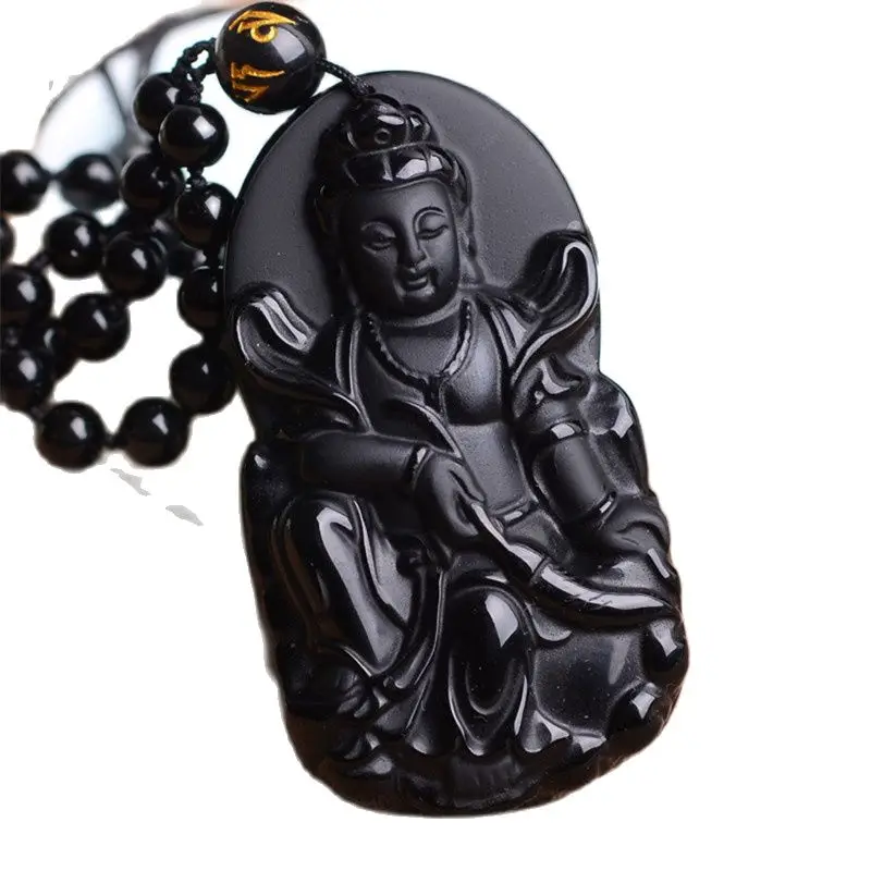 

Obsidian mahasthamaprapta Pendant Zodiac horse Guardian natal Buddha Pendant