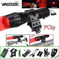a100 q5 red led weapon gun light tactical 5000lm zoomable hunting flashlight military rifle scope mount clip scout light
