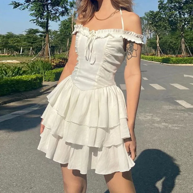 Летние платья женская одежда облегающее мини платье с лямкой на шее