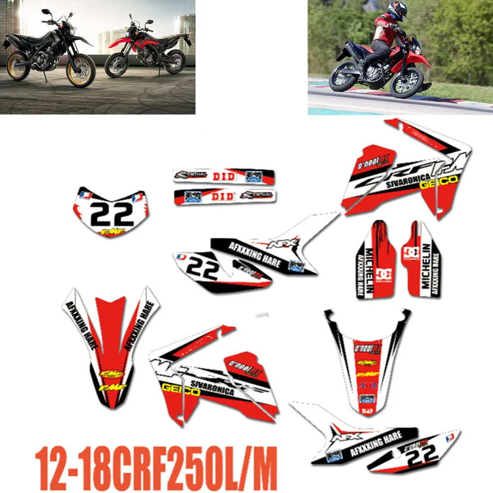 Бесплатные Индивидуальные Графика наклейки Наборы для Honda CRF250L CRF250M 2010 2011 2012 2013 2014