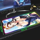 Коврик для мыши XGZ с аниме-принтом, привлекательный большой коврик для мыши с тонкой талией для девушек, офисный нескользящий коврик из натурального каучука с застежкой на края