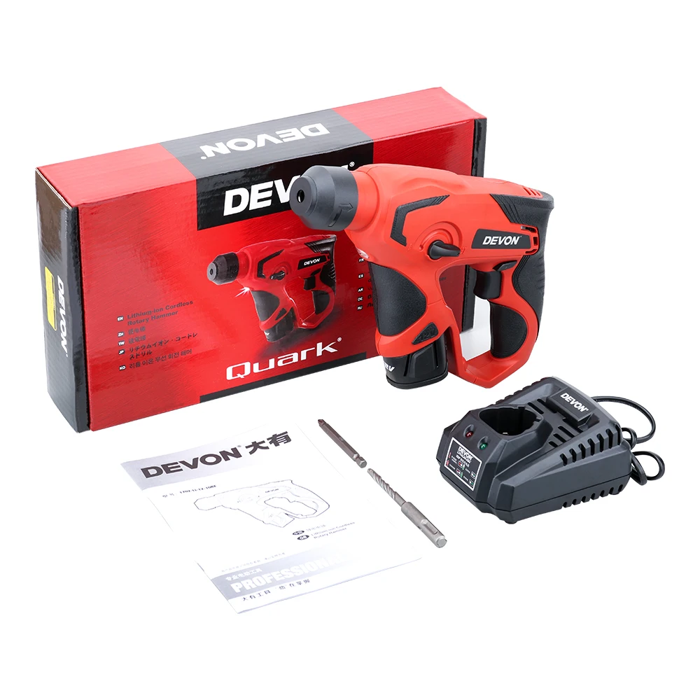 DEVON 12V Аккумуляторный поворотный молоток литий-ионный электрический молоток Ударная дрель шуруповерт профессиональные электроинструменты перезаряжаемый