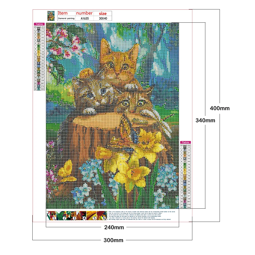 Набор для алмазной вышивки с изображением трех котов | Дом и сад